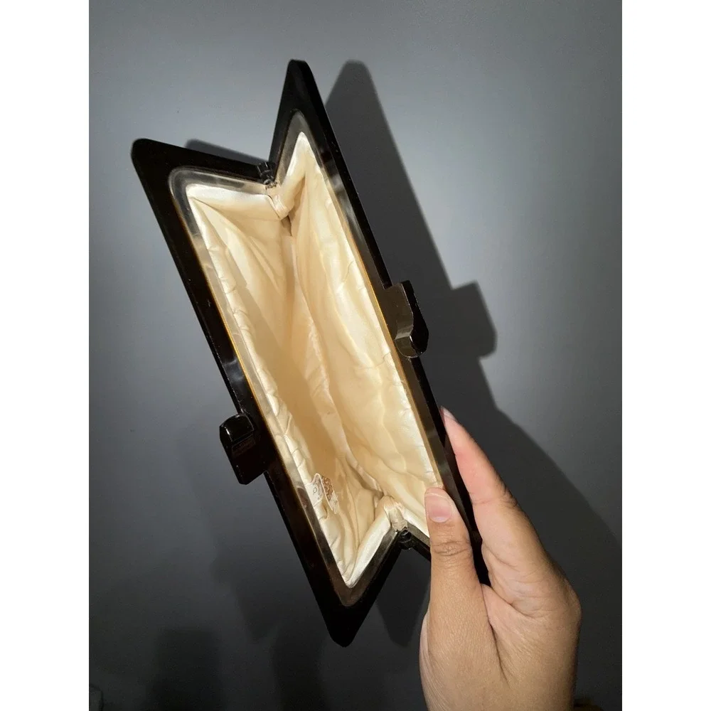 Vintage B. Altman and Co. New York NY Frame Green Clutch Lucite J‎